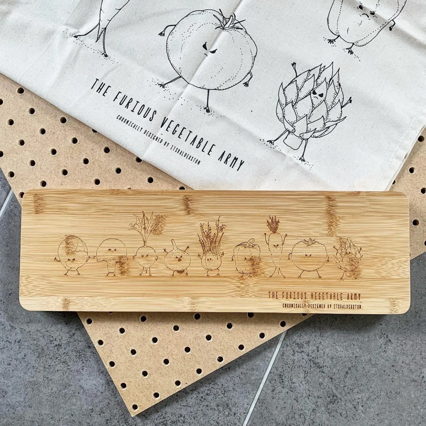 Furious Vegetable Army Long Chopping Board