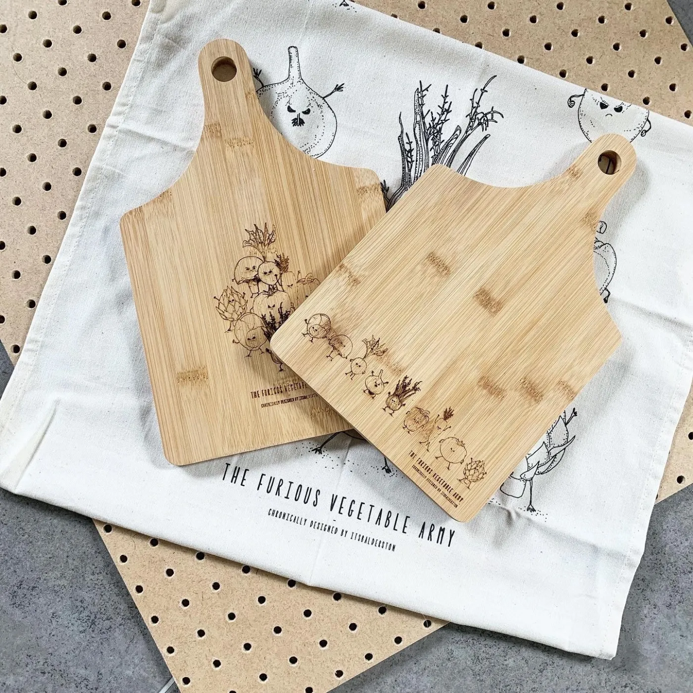 Furious Vegetable Army Paddle Chopping Board