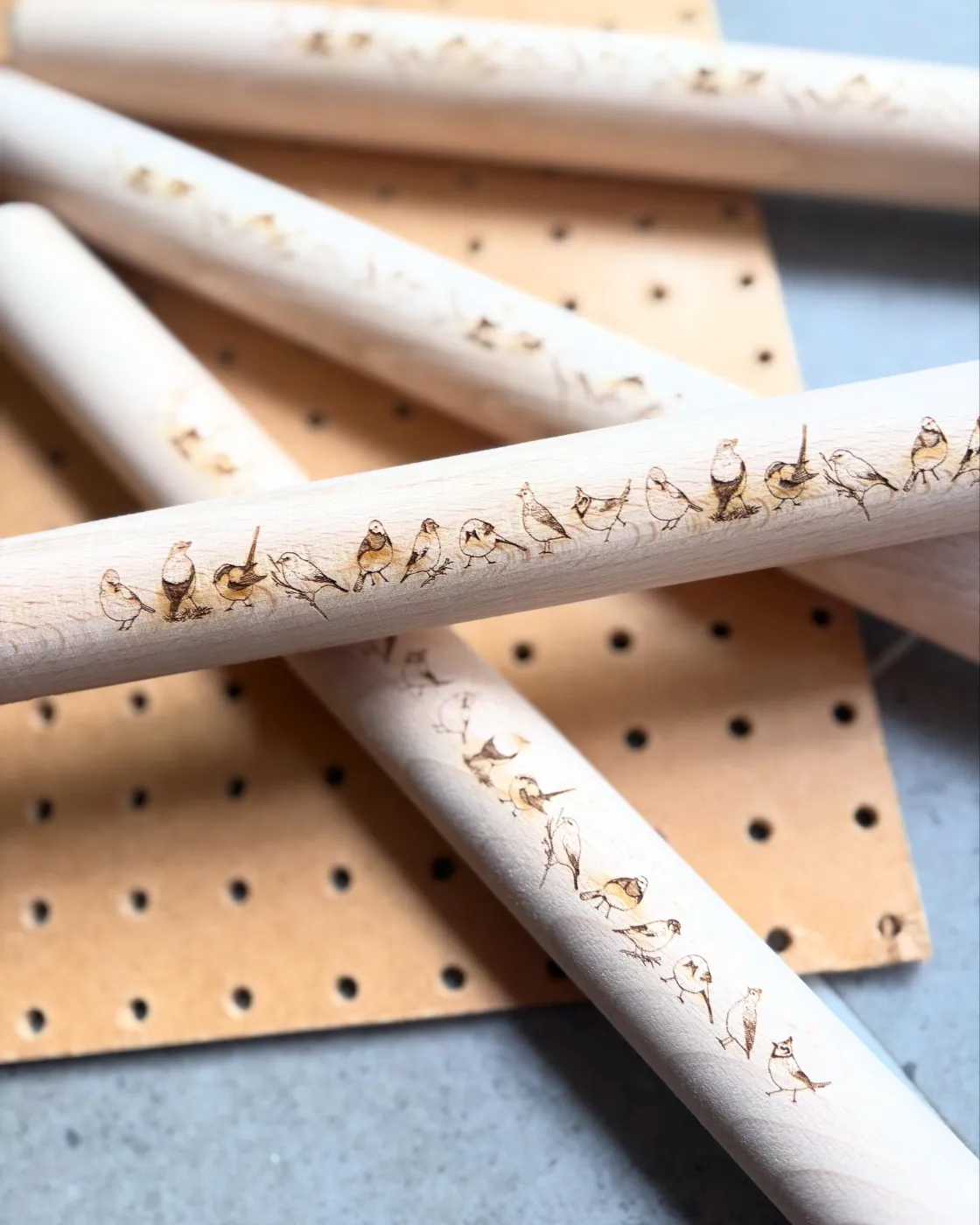 Garden Birds Laser Etched Rolling Pin