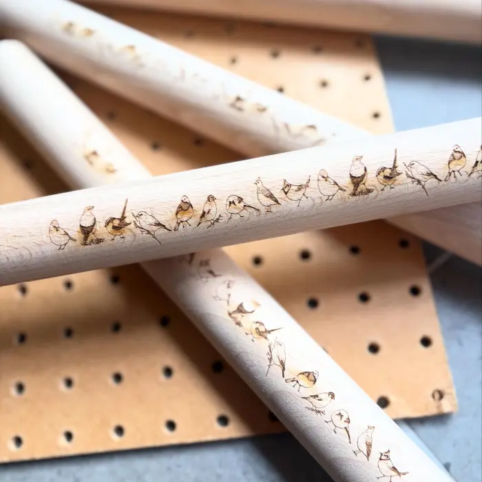 Garden Birds Laser Etched Rolling Pin