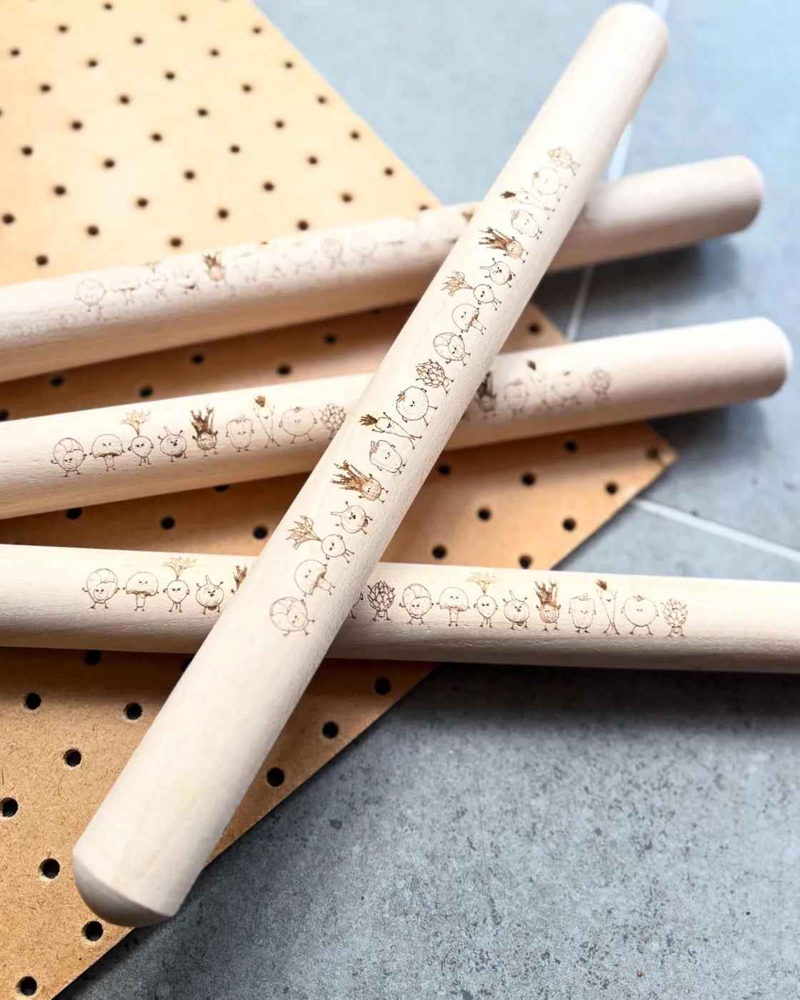 Laser Etched Beech Rolling Pin