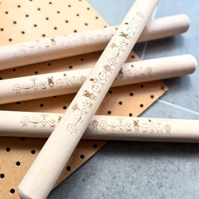 Laser Etched Beech Rolling Pin