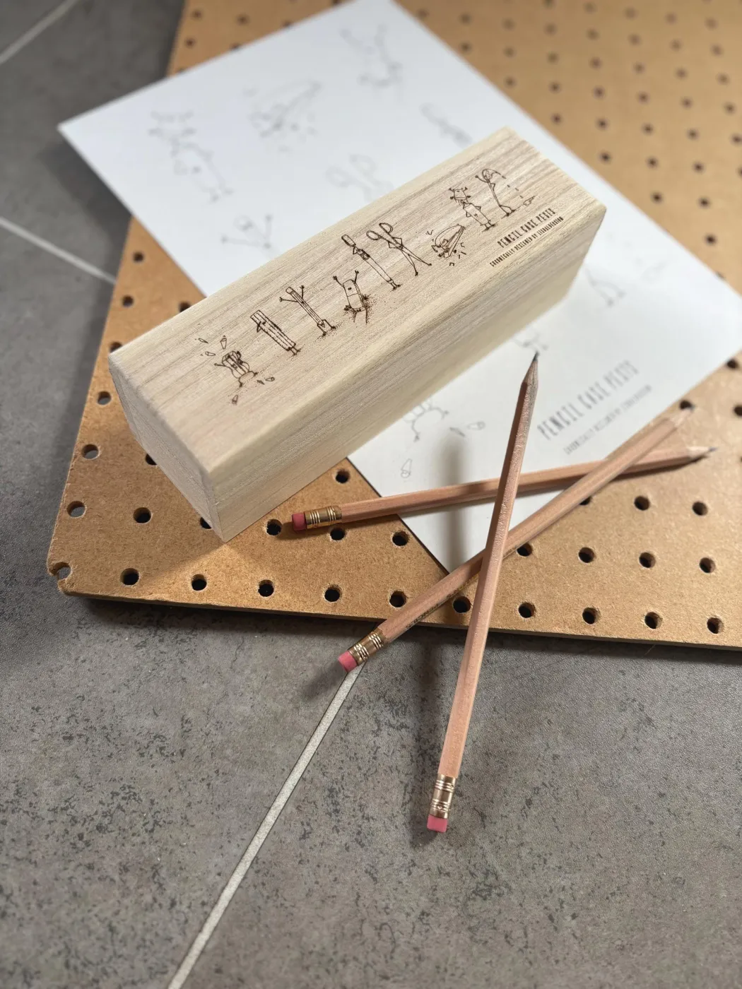 Laser Etched Wooden Pencil Case