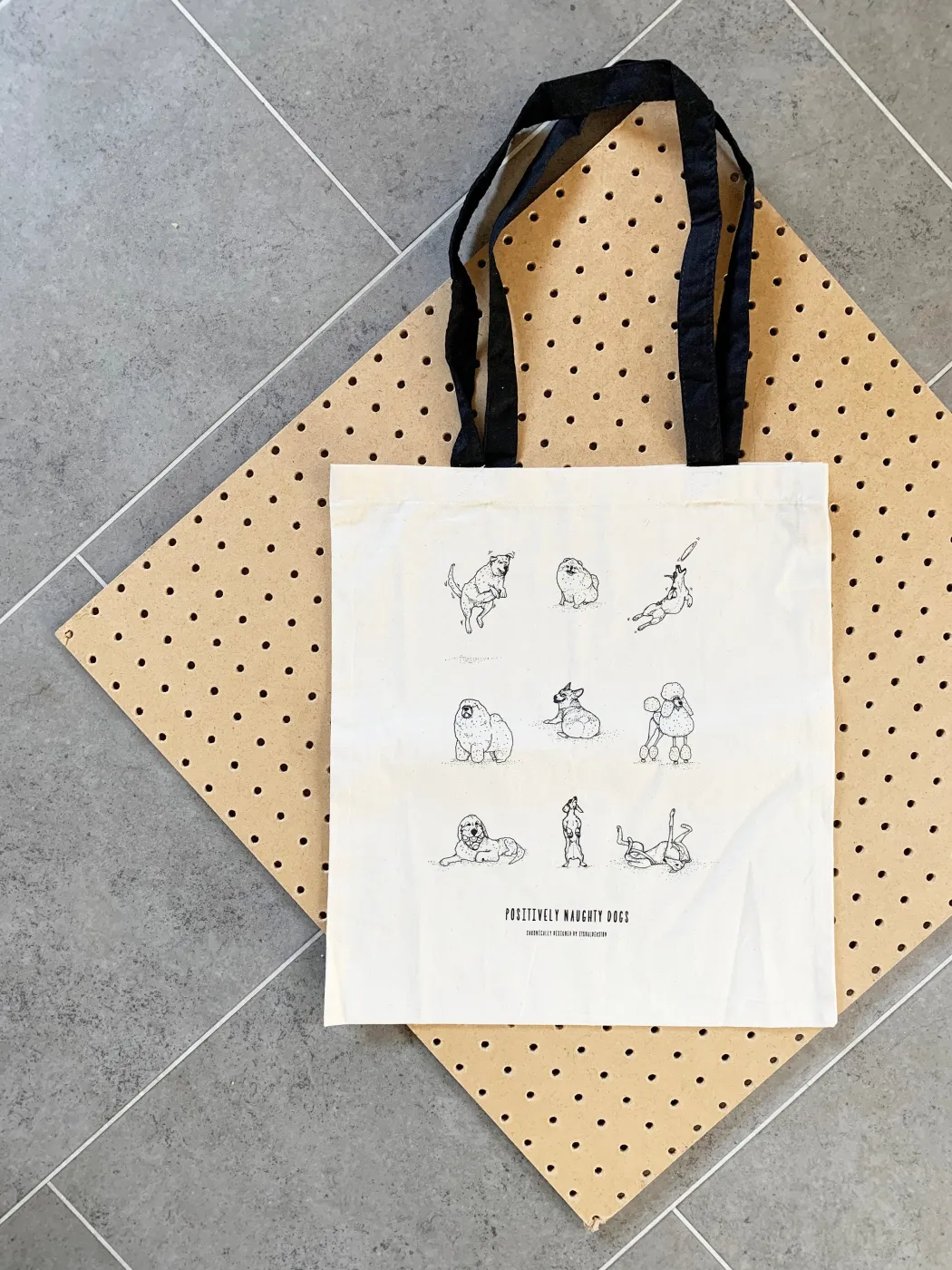 Positively Naughty Dogs tote bag