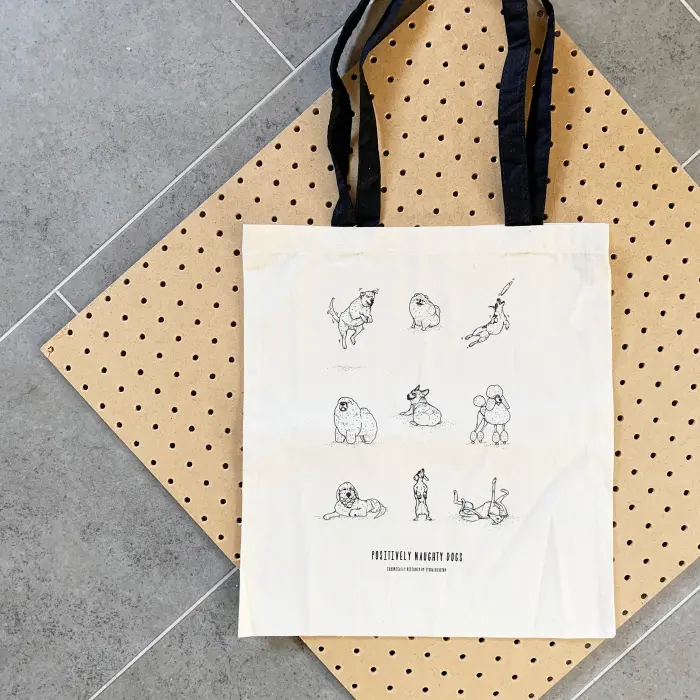 Positively Naughty Dogs tote bag