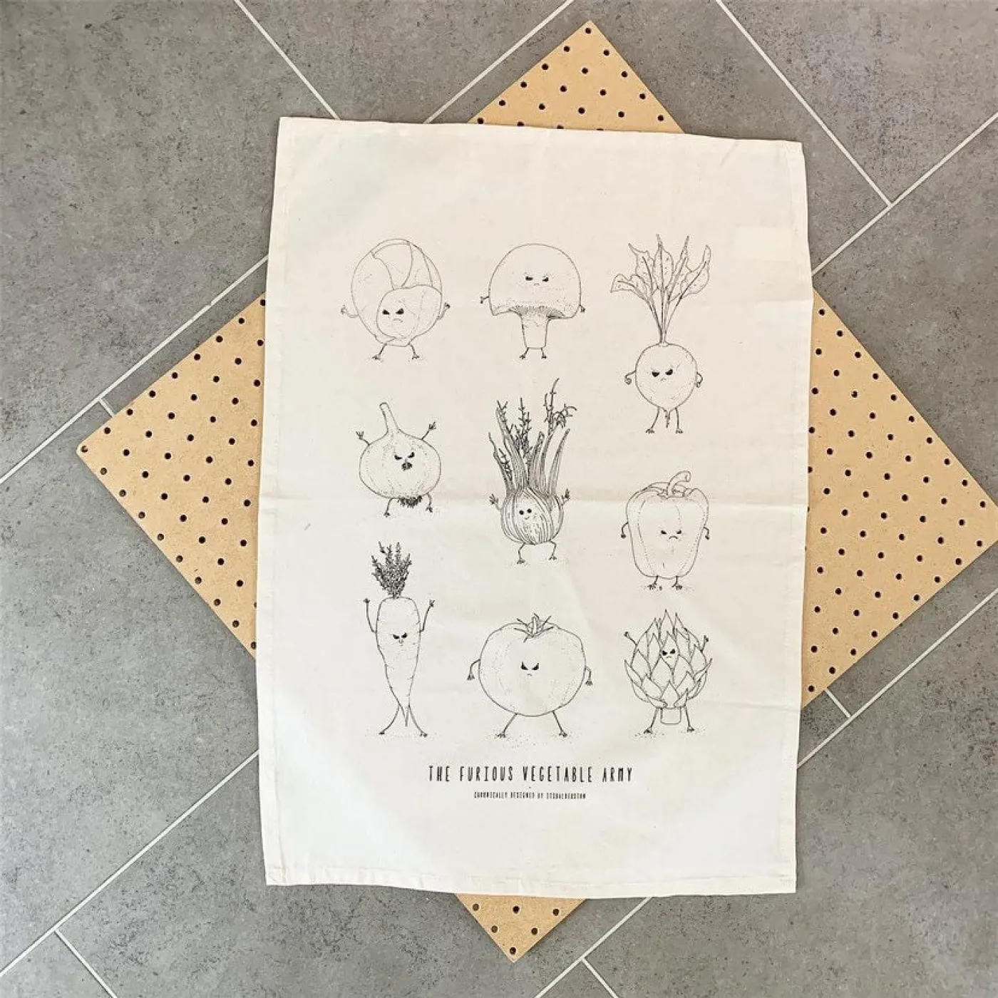 The Furious Vegetable Army Tea Towel